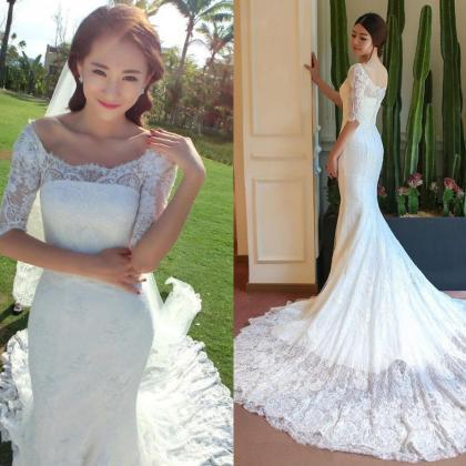Mermaid Wedding Dress, Long Sleeve Wedding Dress,..