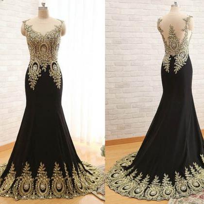 Custom Made V-neck Elegant Mermaid Dress Black..