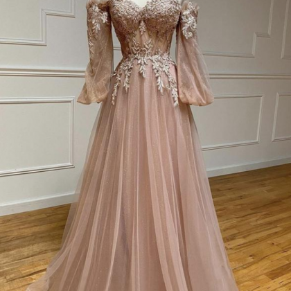 Prom Dresses,tulle Lace Long Prom Dress A Line..