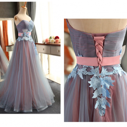 Prom Dresses,sweetheart Neck Tulle Long Prom..