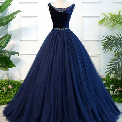 Prom Dresses,tulle Long Prom Dress, Tulle Blue..