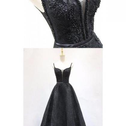 Black Ball Gown Beaded Prom Dress,prom Dress,prom..