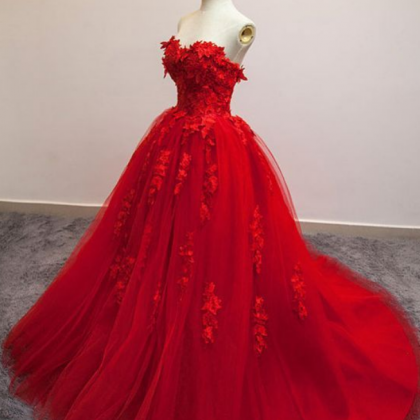 Gorgeous Sweetheart Red Long Formal Dresses, Red..