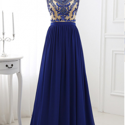 Royal Blue A-line Prom Dress,long Prom..