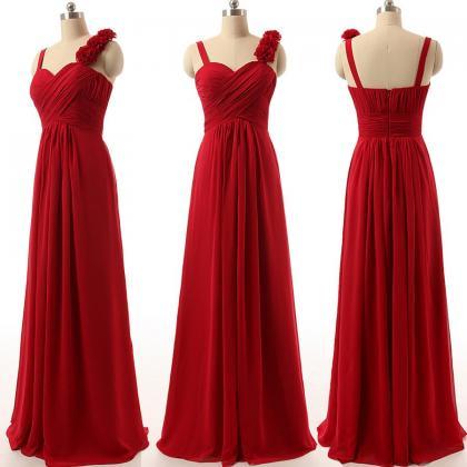 Long Bridesmaid Dress,dark Red Bridesmaid Dress,..