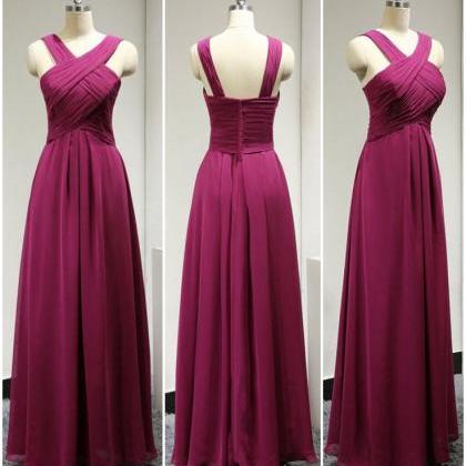 Long Bridesmaid Dress, Fuchsia Bridesmaid Dress,..