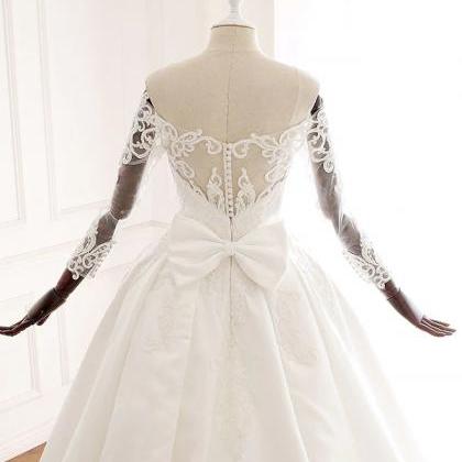 Wedding Dresses,lace Satin Long Wedding Dress,..