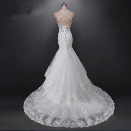 Real Photos Sequin Lace Appliques Tiered Satin..