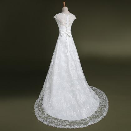 Gorgeous White Lace Wedding Dresses,applique..