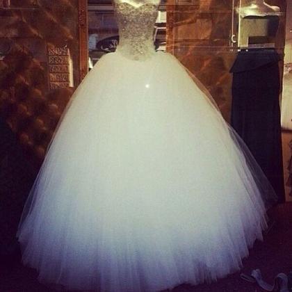Elegant Ball Gown Wedding Dress,white Tulle..