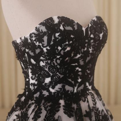 Ivory Black Wedding Dresses