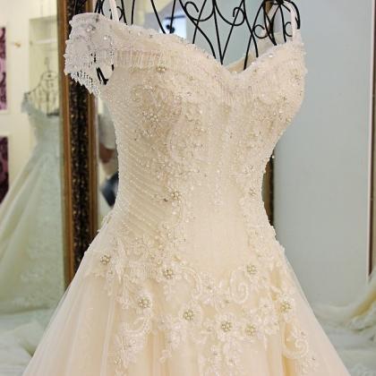 A-line Princess Off-the-shoulder Wedding Dresses,..