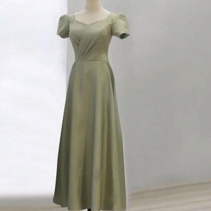 Green Prom Gown, Stapless Evening Dress, Charming..