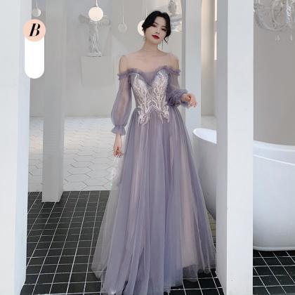 Long purple 2022 new bridesmaid dre..