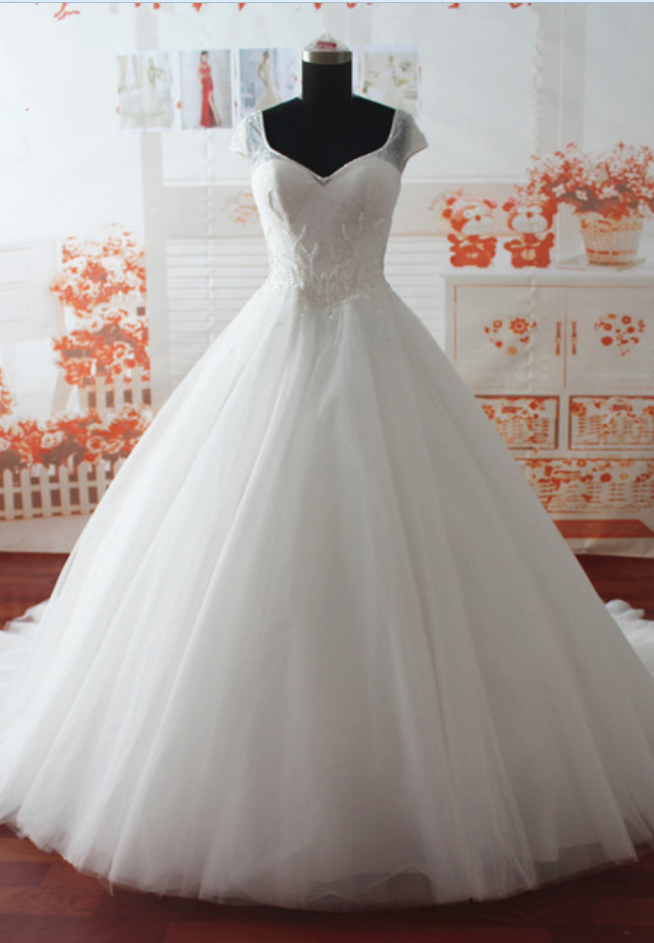 Wedding Dress, Princess Tulle Wedding Dresses,beaded Wedding Dress,luxury Wedding Dress, Custom Wedding Dress, Modest Wedding Dress, Floor-length