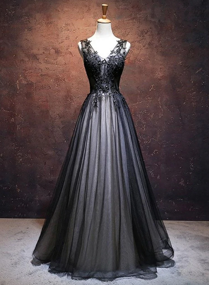 Prom Dresses,a Line V Neck Lace Prom Dresses, V Neck Lace Formal Evening Dresses
