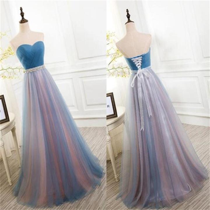 Charming Elegant Tulle Long Vintage Sleeveless Evening Prom Dress, Party Dress