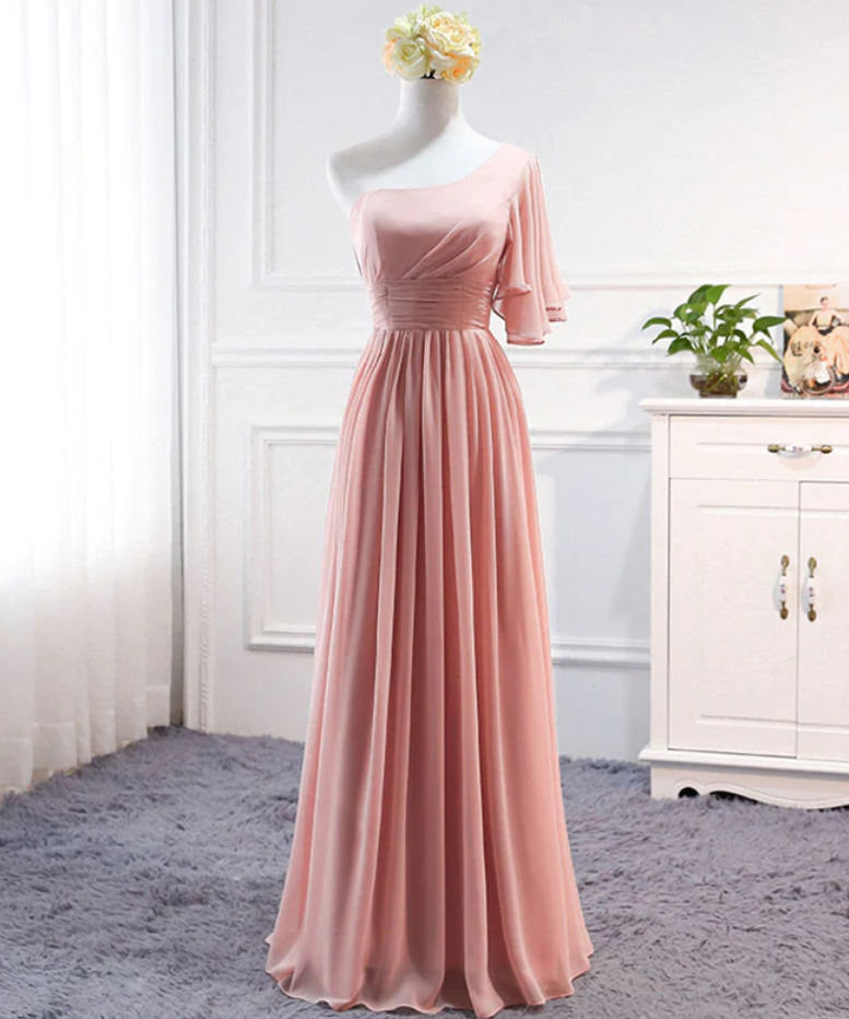 Prom Dresses,simple One Shoulder Chiffon Long Prom Dress, Evening Dress