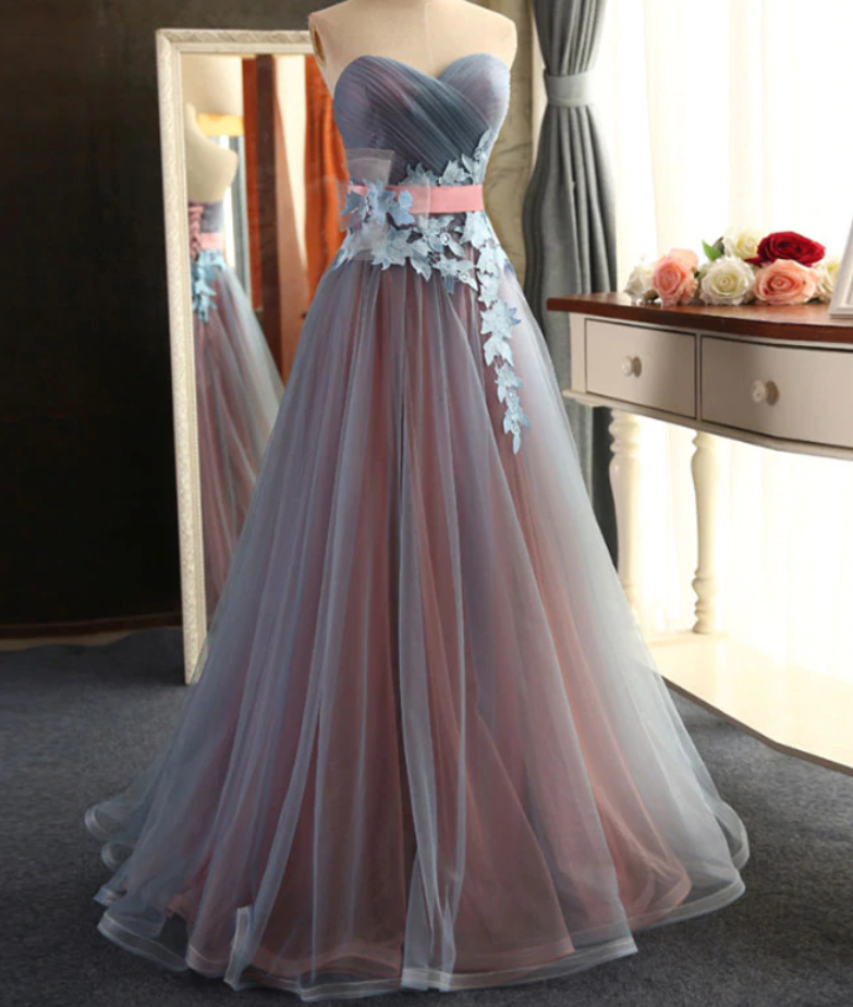 Prom Dresses,sweetheart Neck Tulle Long Prom Dress, Evening Dress