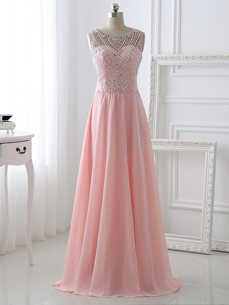 A-line Beading Long Charming Prom Dresses, Floor-length Evening Dresses,prom Dresses