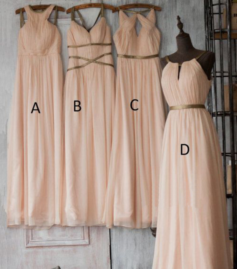 Peach Bridesmaid Dress, Long Bridesmaid Dress, Simple Bridesmaid Dress, Chiffon Bridesmaid Dress, Mismatched Bridesmaid Dress, Bridesmaid Dress