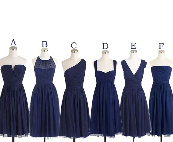 Navy Blue Bridesmaid Dress, Short Bridesmaid Dress, Occasion Dress, Bridesmaid Dress, Chiffon Bridesmaid Dress, Simple Bridesmaid Dress, Dress