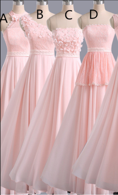 Bridesmaid Dress,long Bridesmaid Dress ,pink Bridesmaid Dress,pretty Bridesmaid Dress,chiffon Bridesmaid Dress, Custom Bridesmaid Dress