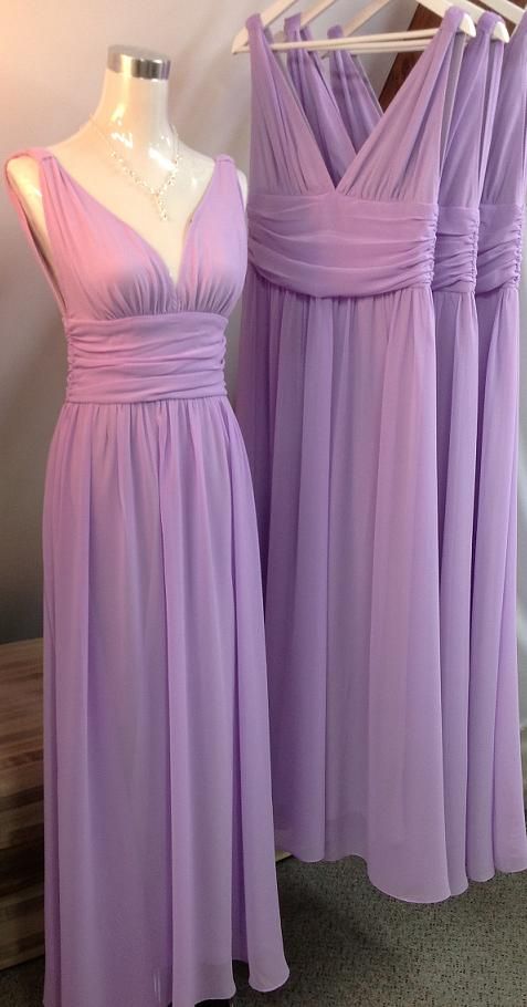 Long Chiffon Bridesmaid Dresses V-neckline, Purple Bridesmaid Dresses, Simple Bridesmaid Dresses, Bridesmaids Dress, Wedding Party Gowns, Woman