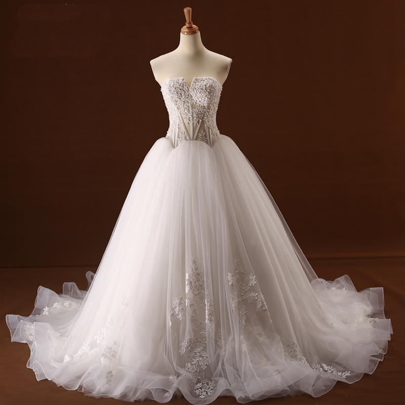 Wedding Dresses,a-line Wedding Dresses,applique Wedding Dresses,strapless Wedding Dresses,ivory Wedding Dresses,bridal Gowns