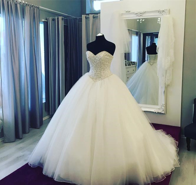 Wedding Dresses, Wedding Gown,fully Crystal Beaded Sweetheart Ball Gowns Wedding Dress