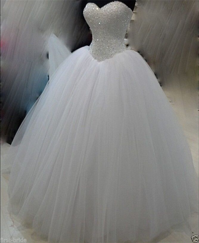 Wedding Dresses White/ivory Beadding Wedding Dress Bridal Gown Custom Size