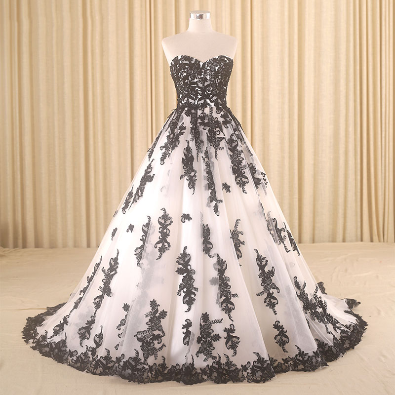 Ivory Black Wedding Dresses