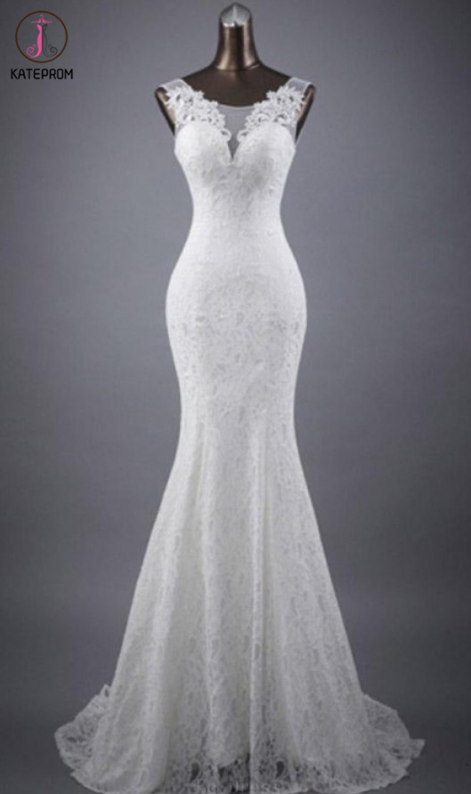 Kateprom Scoop Neck Wedding Dresses ,appliques Lace Bridal Dresses, Trumpet/mermaid Wedding Dress,custom Made Wedding Dress Kpp00069