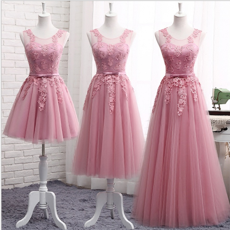 Women Dress 2022 Bridesmaid Dress Sisters Bean Paste Pink Slim Wedding Short Medium Long Evening Dress