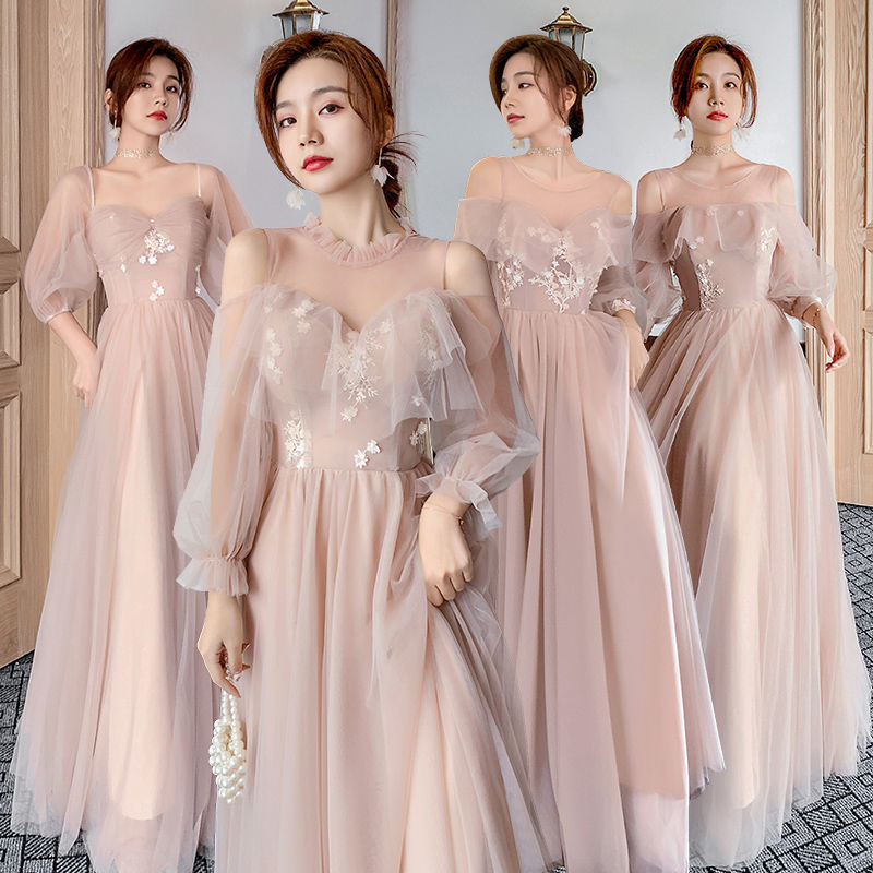 Bridesmaid Dress Long Section 2022 Performance Banquet Small Dress Wedding Annual Party Evening Dress Female