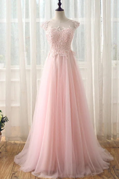 Prom Dresses,tulle long lace prom dress, see through back long evening dress
