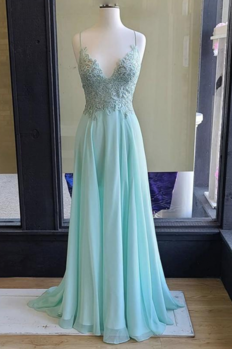 Prom Dresses,chiffon lace long prom dress evening dress
