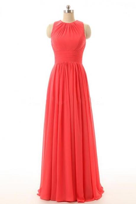 Elegant Backless Coral Bridesmaid Dresses, Beautiful Floor Length Bridesmaid Dresses, Wedding Party Dresses,formal Gowns,prom Dresses,evening