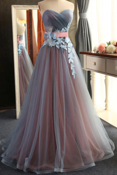 Prom Dresses,sweetheart Neck Tulle Long Prom Dress, Evening Dress