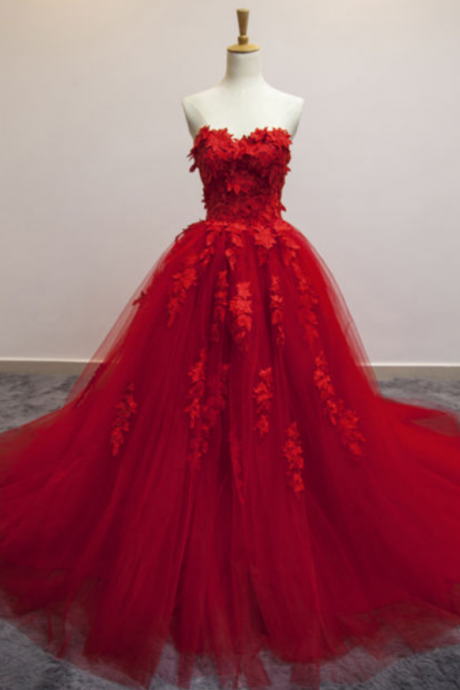 Gorgeous Sweetheart Red Long Formal Dresses, Red Party Gowns, Princess Gowns, Prom Dresses