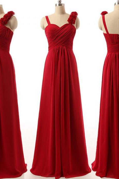 Long Bridesmaid Dress,dark Red Bridesmaid Dress, Chiffon Bridesmaid Dress, Bridesmaid Dress