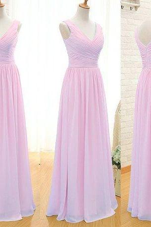 Pink Bridesmaid Dress,floor-length Bridesmaid Dress,chiffon Bridesmaid Dress, Bridesmaid Dress