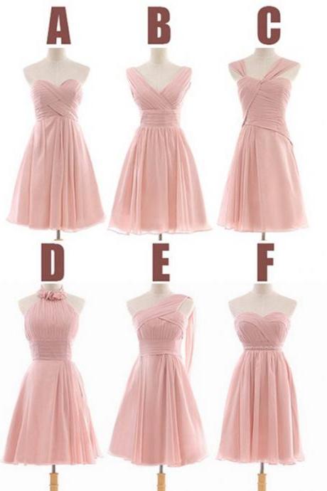 Peach Bridesmaid Dress, Short Bridesmaid Dress, Bridesmaid Dress, Knee-length Bridesmaid Dress, Simple Bridesmaid Dress, Chiffon Bridesmaid