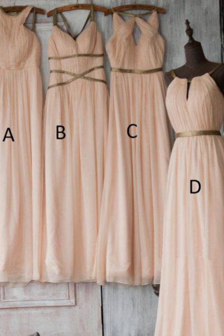 Peach bridesmaid dress, long bridesmaid dress, simple bridesmaid dress, chiffon bridesmaid dress, mismatched bridesmaid dress, bridesmaid dress