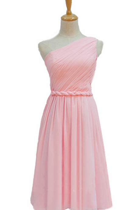 Short bridesmaid dress, pink bridesmaid dress, one shoulder bridesmaid dress, cheap bridesmaid dress