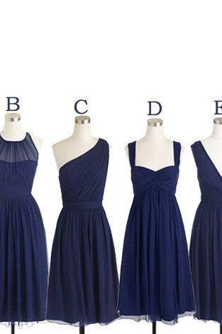 Navy Blue Bridesmaid Dress, Short Bridesmaid Dress, Occasion Dress, Bridesmaid Dress, Chiffon Bridesmaid Dress, Simple Bridesmaid Dress, Dress