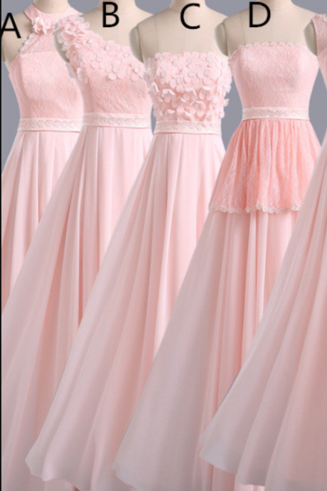 Hot Sales Bridesmaid Dress,Long Bridesmaid Dress ,Pink Bridesmaid Dress,Pretty Bridesmaid Dress,Chiffon Bridesmaid Dress, Custom Bridesmaid Dress