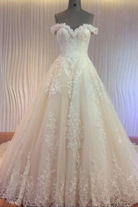 Wedding Dresses with Luxury Corded Lace Appliques