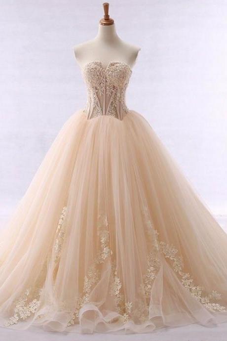 2022 Wedding Dresses,real Photo Wedding Dresses,champagne Wedding Dresses With Lace Appliques, Luxury Wedding Dresses,wedding Gowns,bridal Gowns