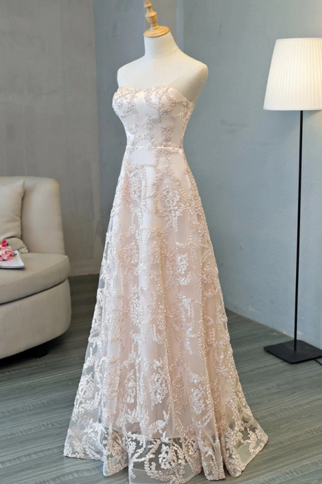 Prom Dresses,strapless Long Lace Customize Prom Dress Wedding Dresses Wedding Gown